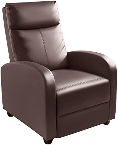 Homall Recliner Chair, Recliner Sofa for Adults, Recliners Home Theater Seating with Lumbar Support, Reclining Sofa Chair for Living Room (Leather, Brown)