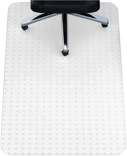 Easy Glide Office Chair Mat for Carpet Floors, Strong Slip Resistant Under Desk Floor Protector, Stay in Place Plastic Computer Mats for Rolling Work and Gaming Chairs, 29x47 Inch, Clear