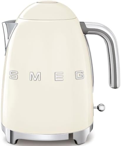 SMEG 50's Retro Style 7 Cup Electric Water Kettle with Automatic Shutoff, Removable Base, and Water Indicator, KLF03CRUS, Cream