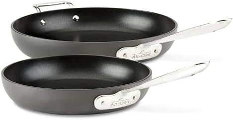 All-Clad E7859064 HA1 Hard Anodized Nonstick Fry Pan Cookware Set, 10 Inch and 12 Inch Fry Pan, 2 Piece, Black