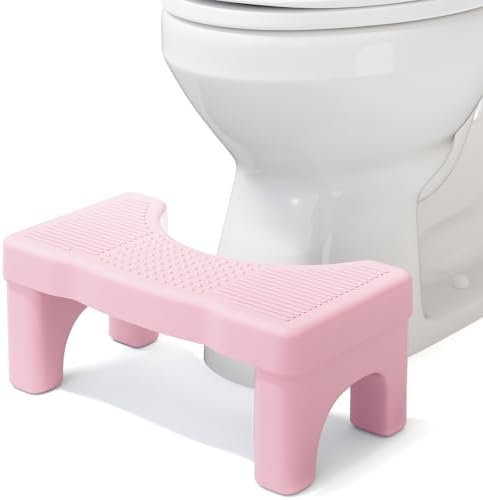 Pink Poop Stool Adult - 7" Toilet Stool with Non-Slip Designs for Squatting in Bathroom