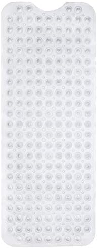 ENKOSI Bath Mat – 40 x 16 Inch Extra Long Non Slip Bathtub Mat – Anti Slip Clear Shower Mat with Suction Cups and Drain Holes – Bathroom Mat for Bath Tub and Smooth Shower Floors (40x16 Clear)
