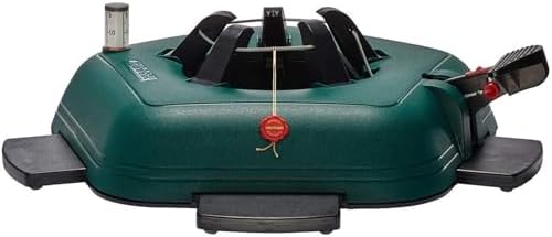 KRINNER Christmas Tree Genie Large - Green Tree Stand - Original Single Cable Operation, Holds up to 8 ft Live Trees - Foot Pedal Setup & Water Reservoir with Level Indicator