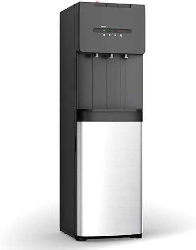 Euhomy Self-Cleaning Bottom Loading Water Dispenser, 3 Temperatures(Cold/Hot/Warm) with Child Lock, Display Light, Suitable for Apartments, Schools, Companies, Black&Silver