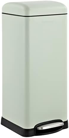 happimess HPM1007E Betty Retro 8-Gallon Step-Open Trash Can with Soft-Close Lid, Fingerprint Resistant, Modern, Minimalistic for Home, Kitchen, Laundry Room, Office, Bedroom, Bathroom, Mint Green