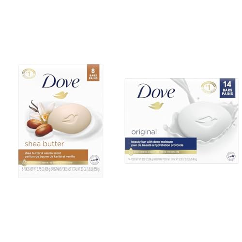 Dove Beauty Bar Skin Cleanser for Gentle Soft Skin Care Shea Butter More Moisturizing & Beauty Bar Cleanser for Gentle Soft Skin Care Original Made With 1/4 Moisturizing Cream 3.75 oz