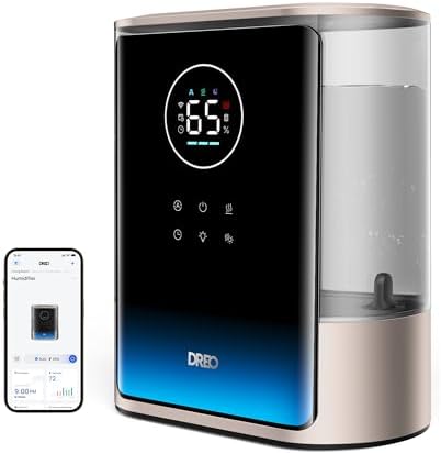 Dreo 8L Smart Humidifiers for Bedroom 600ftยฒ, 80H Runtime Warm&Cool Supersized Mist Humidifier for Large Room Indoor, Quiet Whole House humidifier for Baby, Plants, with Alexa/Google, Starlight,HM717S