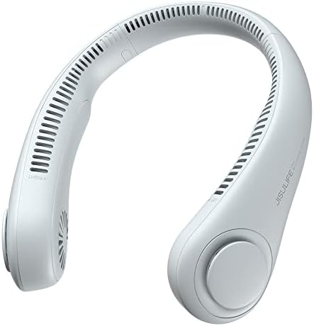 JISULIFE Portable Neck Fan, Hands-Free Bladeless, 5 Speeds, 4000 mAh Battery Operated Wearable Personal Fan, Twistable, Rechargeable, Gift for Women Men-Grey