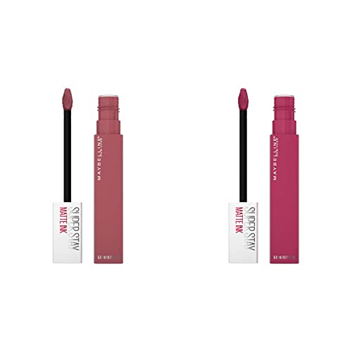 MAYBELLINE Super Stay Matte Ink Liquid Lipstick Pathfinder Berry Pink and Ringleader Mauve Pink, Long Lasting 16H Wear, 1 Count Each