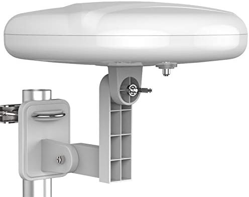 1byone Outdoor TV Antenna 360° Omni-Directional Reception Long 100+ Miles Range Enhance VHF&UHF 4K Ready HDTV Antenna with Added Stability for Outdoor/Attic/RV Use - 39ft RG6 Coax Cable