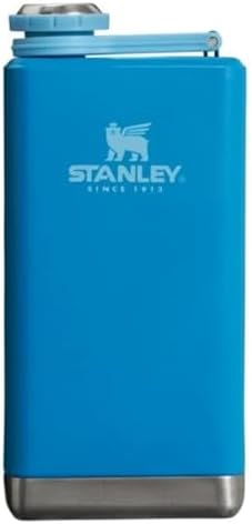 Stanley Adventure Pre-Party Flask 8 oz | Leakproof Hip Flask | Hinge Connected Never Lose Cap | Insulated Stainless Steel Liquor Container | BPA-Free | Azure