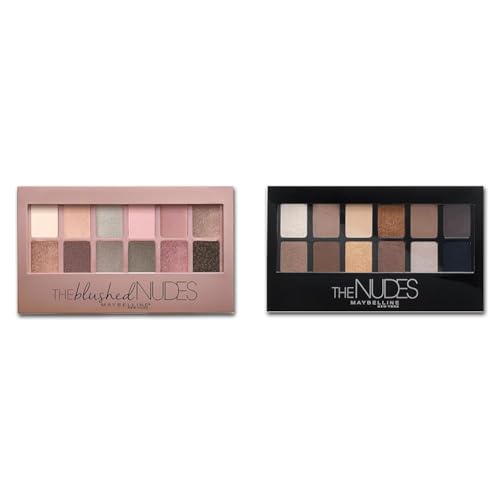 MAYBELLINE The Blushed Nudes and The Nudes Eyeshadow Palettes Makeup, 12 Pigmented Matte & Shimmer Shades Each, Blendable Powder, 1 Count