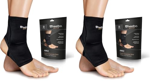 Ankle Compression Sleeve and Compression Sock Made with Copper Infused Fibers and Breathable Fabric for Planter Fasciitis, Achilles Tendonitis or Arch Support, Black, Medium (Pack of 2)
