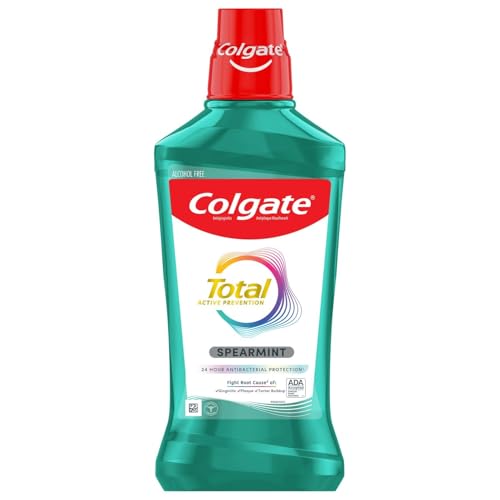 Colgate Total Pro-Shield Alcohol Free Mouthwash, Antibacterial Formula, Spearmint - 500 mL, 16.9 fluid ounce (6 Pack)