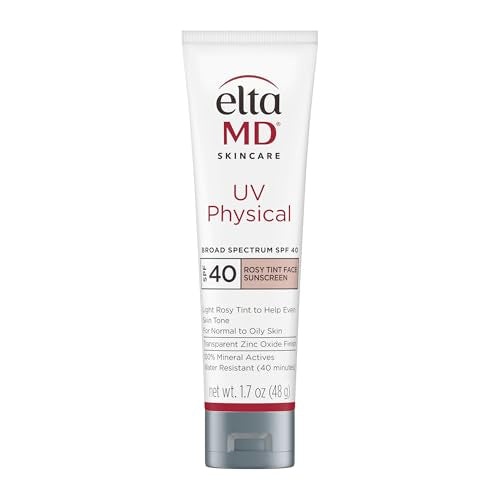 EltaMD UV Physical Tinted Sunscreen for Face, SPF 41 Tinted Sunscreen, 100% Mineral Active Sunscreen