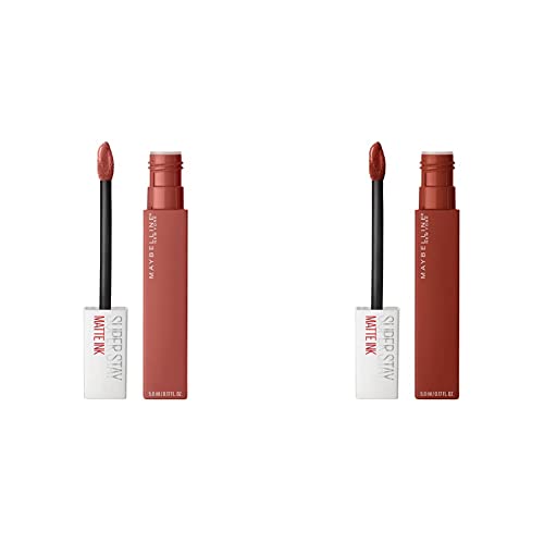 MAYBELLINE Super Stay Matte Ink Liquid Lipstick Makeup Long Lasting High Impact Color Up to 16H Wear Ground-Breaker Maple Leaf Red and Self-Starter Light Red 2 Count