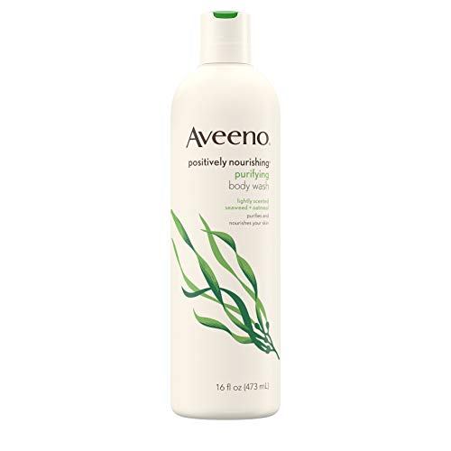 Aveeno Positively Nourishing Purifying Body Wash with Seaweed & Soothing Oatmeal, Lightly Scented Daily Moisturizing Body Wash, 16 fl. oz