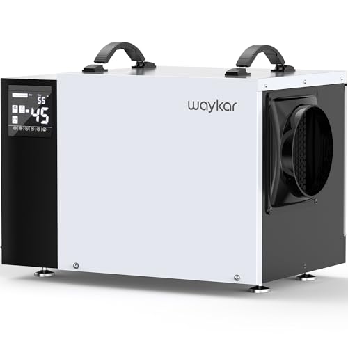 Waykar 125 Pint Crawl Space Dehumidifier with Drain Hose for Commercial, Basements, and Industry Water Damage Unit for Spaces up to 6500 Square Feet, Smart Humidity Control - 5-Year Quality Coverage