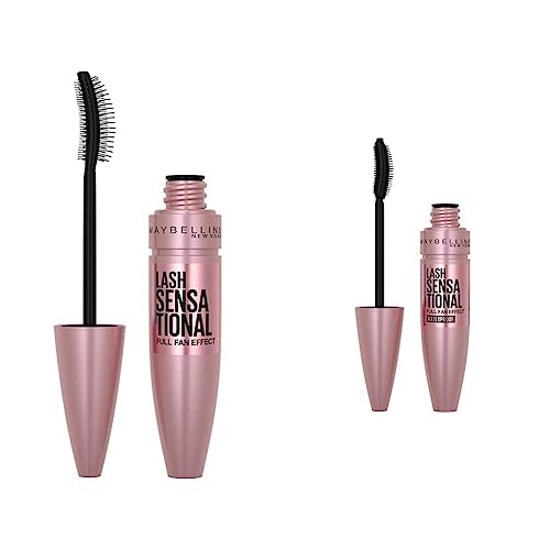 Maybelline Lash Sensational Waterproof Mascara, Lengthening and Volumizing for a Full Fan Effect & Lash Sensational Washable Mascara, Lengthening and Volumizing for a Full Fan Effect