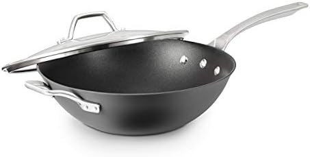Calphalon Signature Hard-Anodized Nonstick Wok, 12", Flat-Bottom, Oven-Safe, PFOA-Free, Black