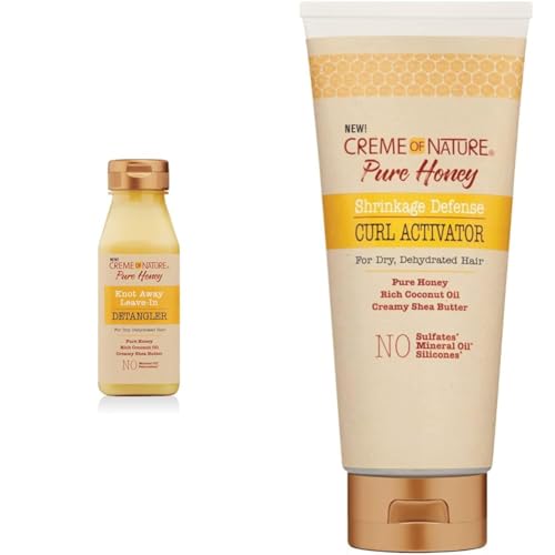 Creme of Nature Knot Away Leave In Detangler 8 Oz And Curl Activator Pure Honey 10.5 Oz Bundle