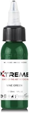 Xtreme Tattoo Ink, Versatile Medium Viscosity for Precision Tattooing, Rich Hue, Quick Healing, Acrylic-Free, Water Based, Highest Safety Stards - Ready-to-Use Tattoo Ink (Vine Green, 1 oz)