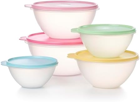 Tupperware Heritage Wonderlier 10 Piece Food Storage Bowl Set in Vintage Colors, Dishwasher Safe and BPA Free (5 Containers, 5 Lids)