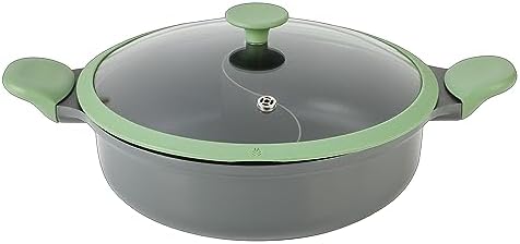 Kenmore Theodore 6.5 QT Cast Aluminum Everyday Pan Hot Pot W/Dividers, Nonstick Interior, and Lid