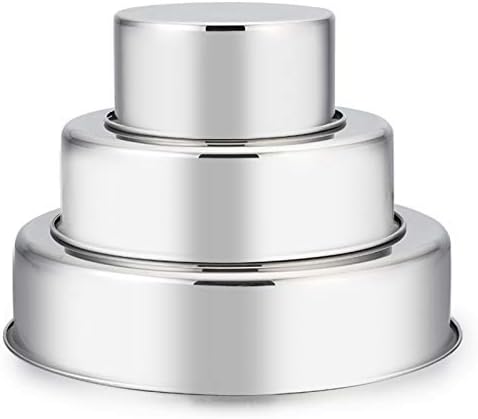 E-far Cake Pan Set of 3 (4 inch/6 inch/8 inch), Stainless Steel Small Round Layer Cake Baking Pans, Perfect for Tier Smash Cake, Non-Toxic & Healthy, Mirror Finish & Dishwasher Safe