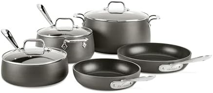 All-Clad HA1 Hard Anodized Nonstick Pots and Pans Set Non Stick Cookware Sets, Oven Broiler Safe 500F, Black