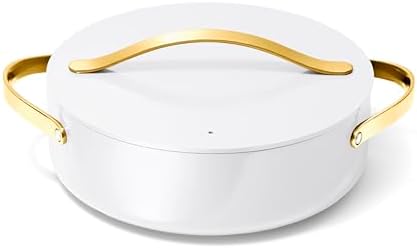 Caraway Rondeau - 6 Qt Non-Stick Pan with Lid - Free From Forever Chemicals - Perfect for Searing, Braising, & Roasting - White