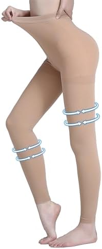 AMZAM® Medical Compression Pantyhose for Women & Men, 15-20 mmHg Graduated Compression Leggings, Opaque Footless Waist High Compression Stockings for Edema, Varicose Veins, Post Surgery,Beige S