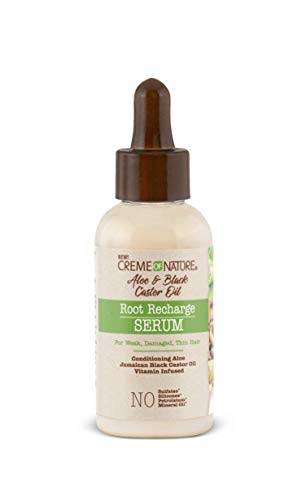 Creme of NatureRoot Recharge Serum, Aloe & Black Castor Oil Formula, for Weak, Damaged, Thin Hair, 1.7 Oz