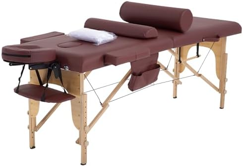 PayLessHere Massage Bed Portable Massage Table 24 inche Wide Lash Bed 2 Folding Heigh Adjustable Spa Table with Towel Hanger Oil Pouch Half Bolster Round Bolster Non-Woven Bag
