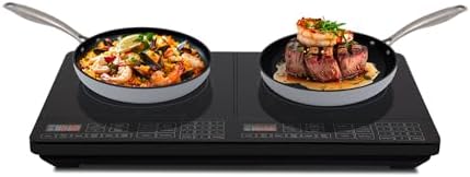 Nuwave Double Cooktop Induction Countertop Burner, Portable, 900 & 1800W, 100°F to 575°F, Large 8” Heating Coil, 50 Pre-Programmed Settings, Shatter-Proof Ceramic Glass, Built-In Safety Auto Shut Off