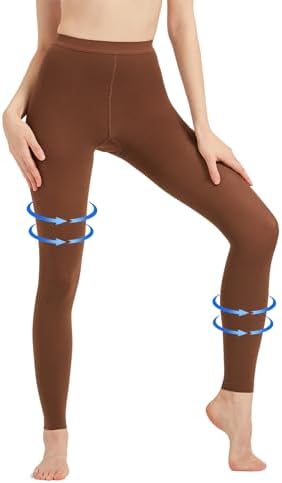 AMZAM® Medical Compression Pantyhose for Women & Men, 15-20 mmHg Graduated Compression Leggings, Opaque Footless Waist High Compression Stockings for Edema, Varicose Veins, Post Surgery, Brown L