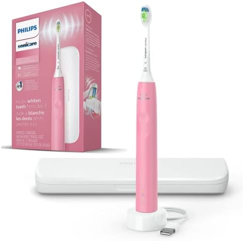 PHILIPS Sonicare Electric Toothbrush with DiamondClean Brush Head, Phillips Sonicare Rechargeable Toothbrush with Pressure Sensor, Travel Case, Sonic Electronic Toothbrush (Pink)