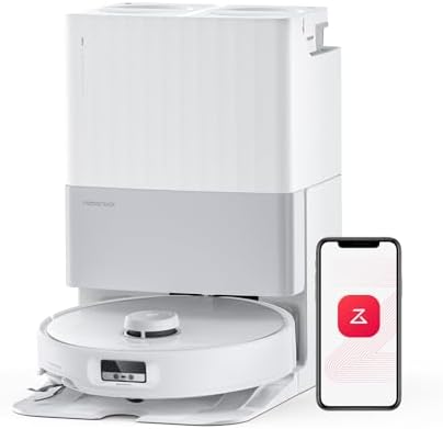 roborock Qrevo Edge Robot Vacuum and Mop, 18,500Pa Suction, Zero-Tangling, AdaptiLift Chassis, Al Obstacle Recognition, Hot Water Mop Washing & Dock Self Cleaning, Corner to Edge Deep Cleaning