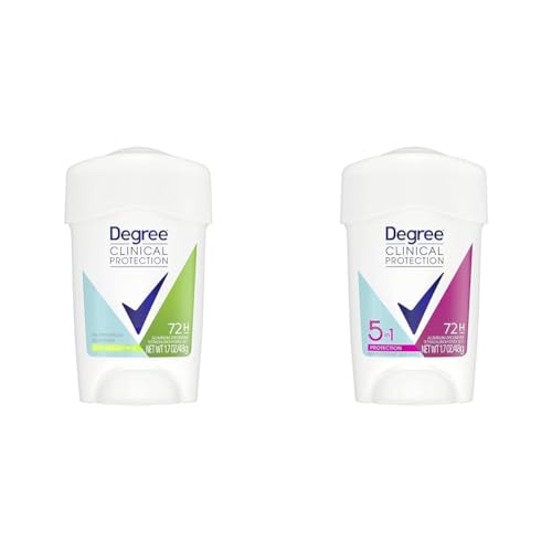 Degree Clinical Protection Antiperspirant Deodorant Bundle with 72-Hour Sweat & Odor Protection Stress Control and 5-in-1 Antiperspirants for Women 1.7 oz Each