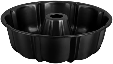 E-far 10 Inch Tube Cake Pan, Nonstick Fluted Pan for Baking Pound Cake, Heavy Duty Carbon Steel Round Baking Mold, Easy Release & Easy to Clean, 10 Cup, Black
