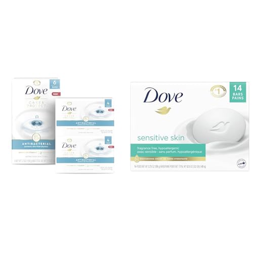 Dove Moisturizing Antibacterial Beauty Bar and Sensitive Skin Beauty Bar Bundle (14 Bars)
