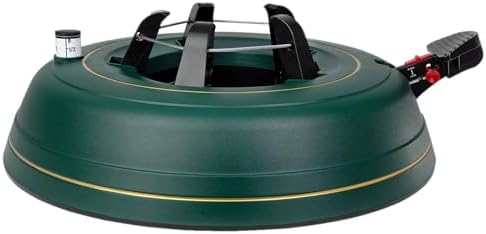Krinner Christmas Tree Genie XL - Green Tree Stand - Original Single Cable Operation, Holds up to 10 ft Live Trees - Foot Pedal Setup & Water Reservoir with Level Indicator - German Made