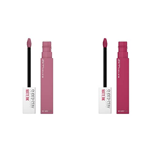 MAYBELLINE Super Stay Matte Ink Liquid Lipstick Pathfinder Berry Pink and Revolutionary Light Mauve Pink, 16H Wear, 1 Count Each
