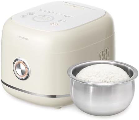 Joydeem Stainless Steel Rice Cooker, Uncoated Non-stick 316L Stainless Steel Inner Pot Rice Cookers, 6 Cup Uncooked, 3L/3.2 qt, DFB-D300