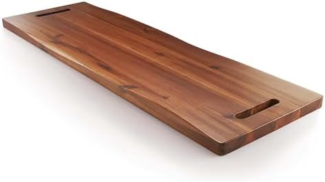 36" Large Acacia Wood Charcuterie Board with Handles - Extra Long Wooden Serving Cheese Boards - Rectangular Serving Platter for Meat Steak, Cracker Appetizers, Fruit Decorative Display Party