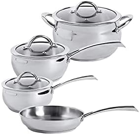 Oster Derrick 7-Piece Stainless Steel Cookware Set with Tempered Glass Lids, Semi Polished