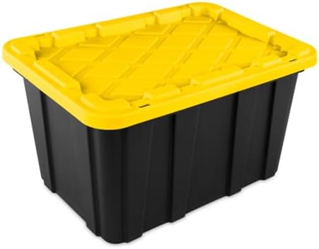 Sterilite 18-Pack Industrial Tote, Plastic Storage Container Bins with Lids, 27 Gallon - Heavy-Duty Organizing Containers for Closet, Bathroom, and Office