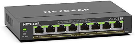 NETGEAR 8 Port PoE Gigabit Ethernet Easy Smart Managed Essentials Switch (GS308EP) - with 8 x PoE+ @ 62W, Desktop or Wall Mount
