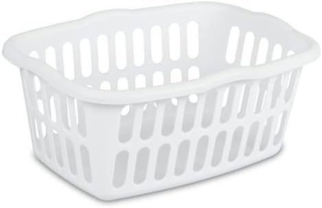 Sterilite 24-Pack Rectangular Laundry Basket, Plastic Clothes Hamper, 1.5 Bushel, White - Dirty Clothing Storage Organizer with Handles for Bedroom, Bathroom, and Closet