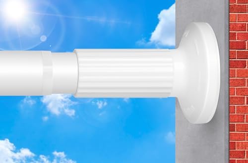 White Tension Curtain Rod 51-145In, Extra Long Adjustable Curtain Rod No Drilling for Window or Bathroom,Outdoor Curtain Rod for Patio, Easy to Install, Never Rust, Rod Diameter 1.26 Inches-White